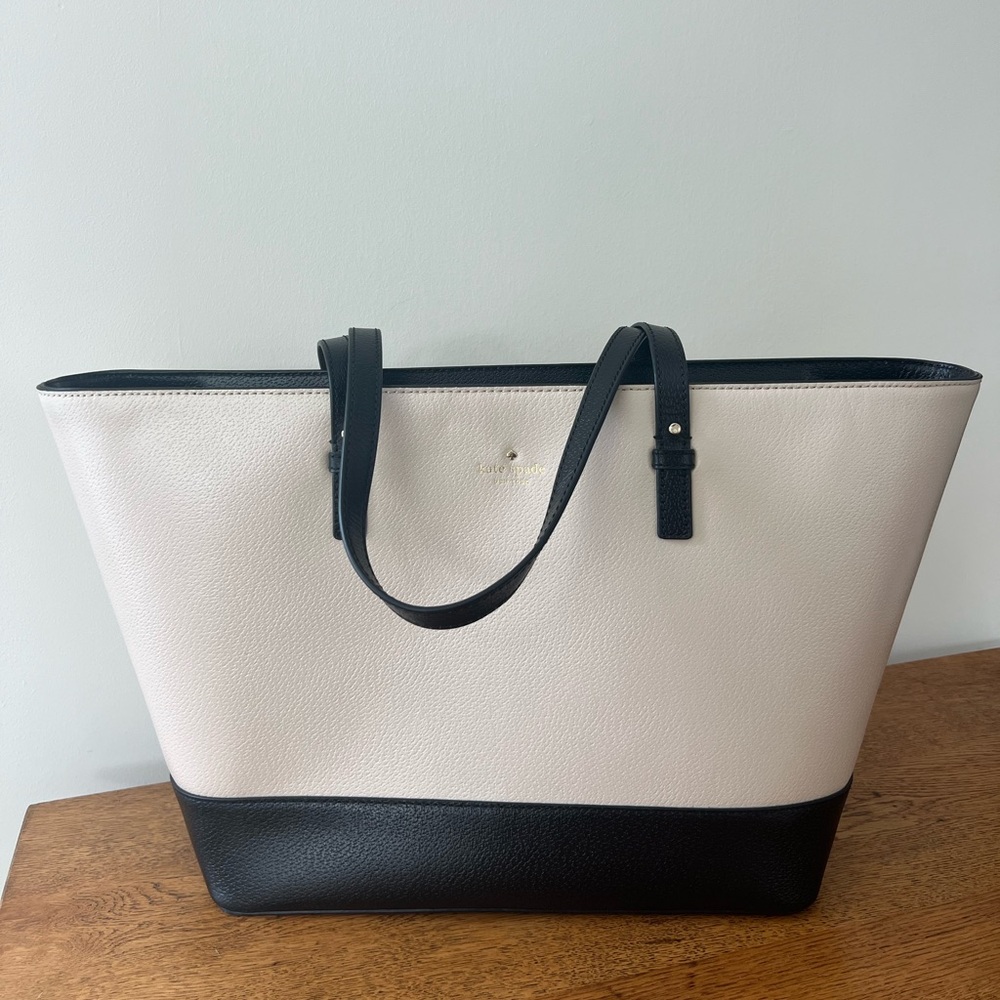 kate spade Tan and Black Two-Tone Leather Tote